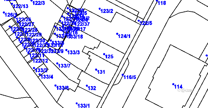 Parcela st. 125 v KÚ Miřetice u Klášterce nad Ohří, Katastrální mapa