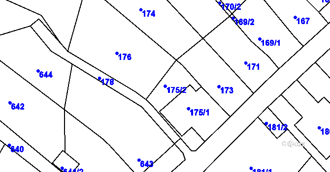 Parcela st. 175/2 v KÚ Miřetice u Klášterce nad Ohří, Katastrální mapa