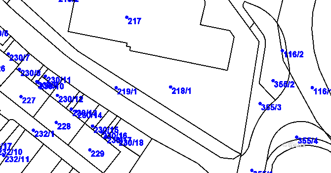 Parcela st. 218 v KÚ Miřetice u Klášterce nad Ohří, Katastrální mapa