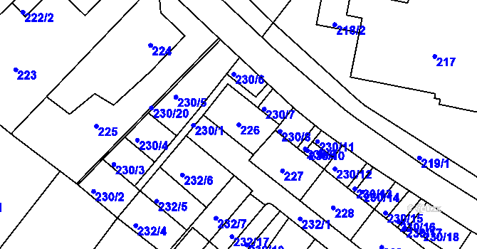 Parcela st. 226 v KÚ Miřetice u Klášterce nad Ohří, Katastrální mapa