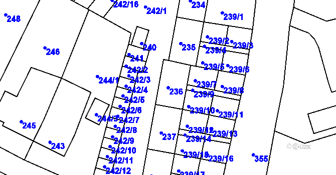 Parcela st. 236 v KÚ Miřetice u Klášterce nad Ohří, Katastrální mapa