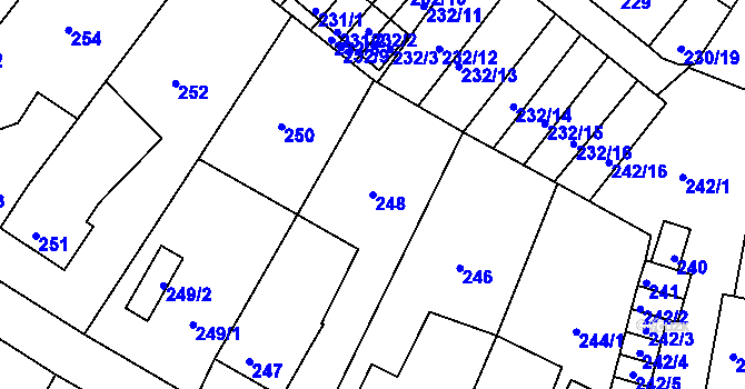 Parcela st. 248 v KÚ Miřetice u Klášterce nad Ohří, Katastrální mapa