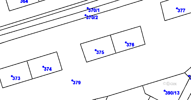 Parcela st. 375 v KÚ Miřetice u Klášterce nad Ohří, Katastrální mapa