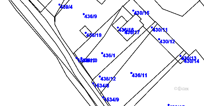 Parcela st. 436/1 v KÚ Miřetice u Klášterce nad Ohří, Katastrální mapa