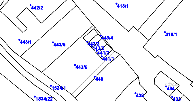 Parcela st. 441/2 v KÚ Miřetice u Klášterce nad Ohří, Katastrální mapa