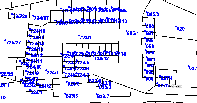Parcela st. 717 v KÚ Miřetice u Klášterce nad Ohří, Katastrální mapa