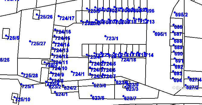 Parcela st. 721 v KÚ Miřetice u Klášterce nad Ohří, Katastrální mapa