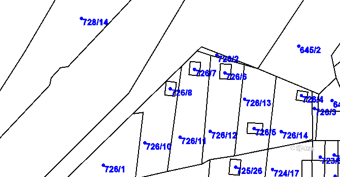 Parcela st. 726/8 v KÚ Miřetice u Klášterce nad Ohří, Katastrální mapa