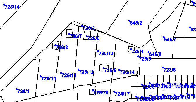 Parcela st. 726/13 v KÚ Miřetice u Klášterce nad Ohří, Katastrální mapa