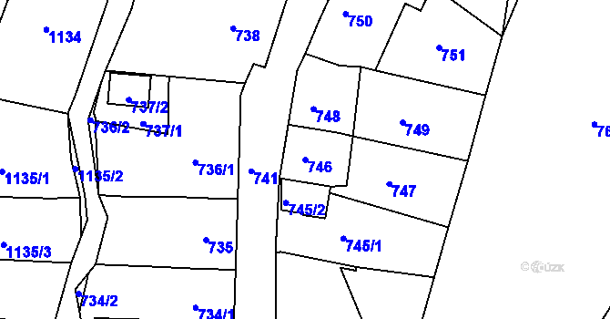 Parcela st. 746 v KÚ Miřetice u Klášterce nad Ohří, Katastrální mapa