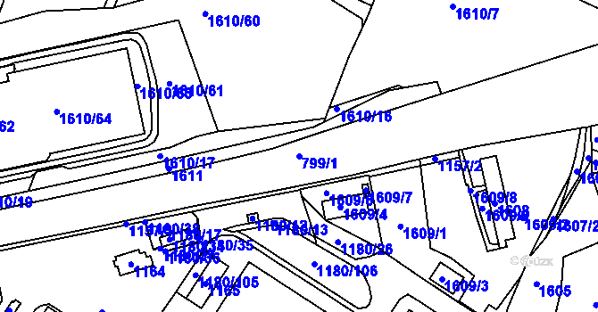 Parcela st. 799/1 v KÚ Miřetice u Klášterce nad Ohří, Katastrální mapa