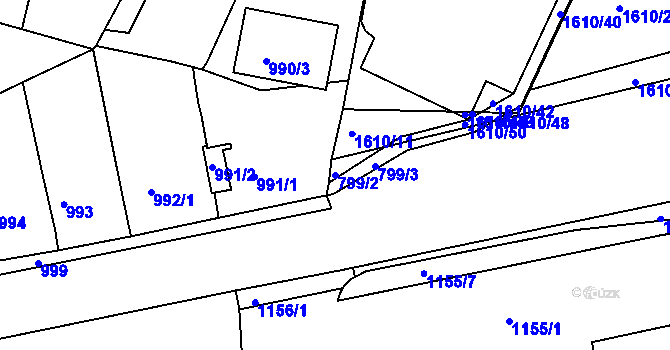 Parcela st. 799/2 v KÚ Miřetice u Klášterce nad Ohří, Katastrální mapa