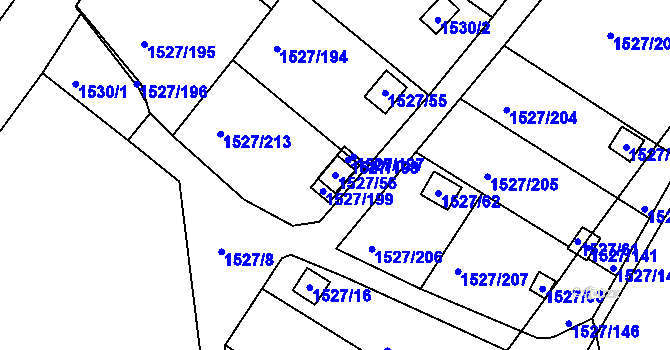 Parcela st. 1527/56 v KÚ Miřetice u Klášterce nad Ohří, Katastrální mapa