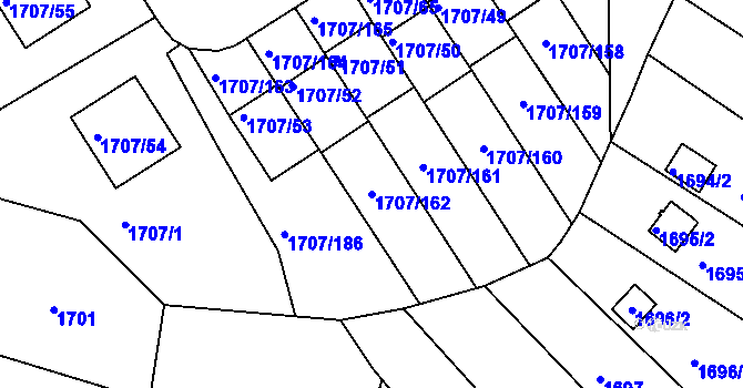Parcela st. 1707/162 v KÚ Miřetice u Klášterce nad Ohří, Katastrální mapa