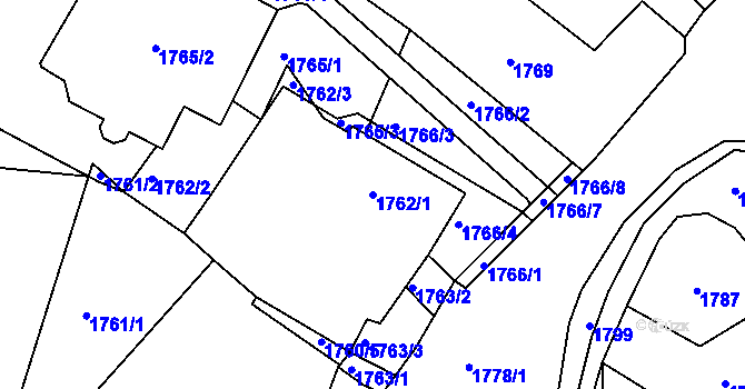 Parcela st. 1762/1 v KÚ Miřetice u Klášterce nad Ohří, Katastrální mapa