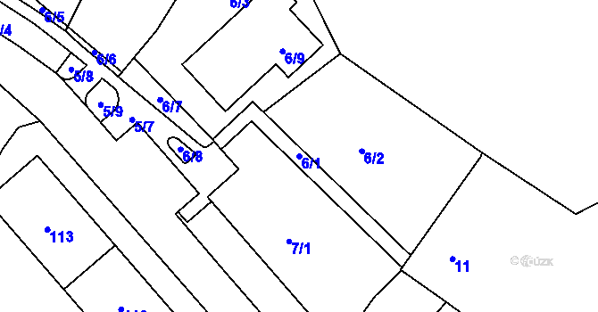 Parcela st. 6/1 v KÚ Miřetice u Klášterce nad Ohří, Katastrální mapa