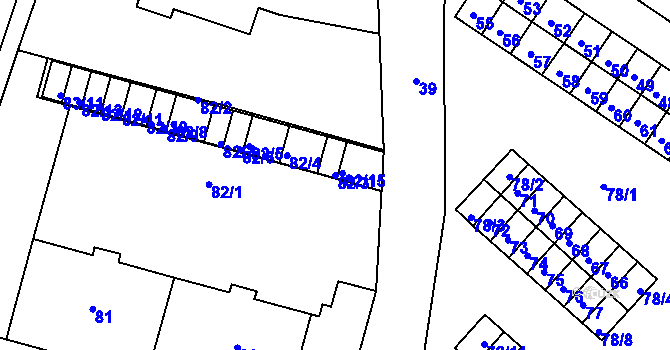 Parcela st. 82/3 v KÚ Miřetice u Klášterce nad Ohří, Katastrální mapa