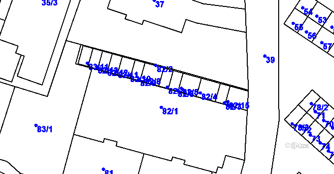 Parcela st. 82/7 v KÚ Miřetice u Klášterce nad Ohří, Katastrální mapa