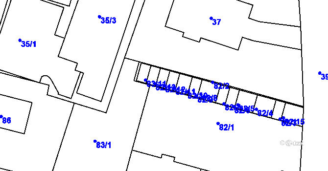 Parcela st. 82/12 v KÚ Miřetice u Klášterce nad Ohří, Katastrální mapa