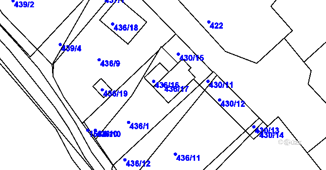 Parcela st. 436/17 v KÚ Miřetice u Klášterce nad Ohří, Katastrální mapa