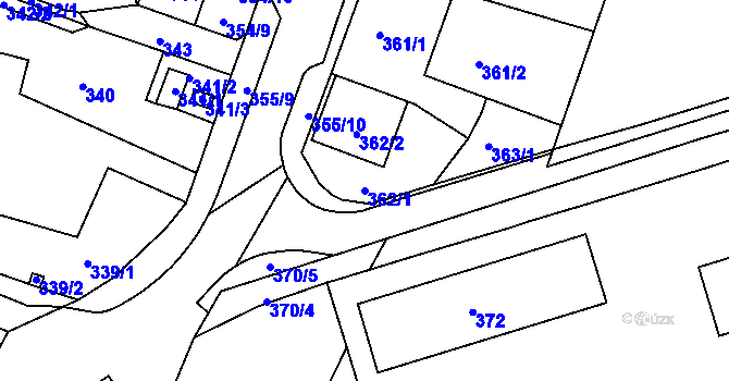 Parcela st. 362/1 v KÚ Miřetice u Klášterce nad Ohří, Katastrální mapa