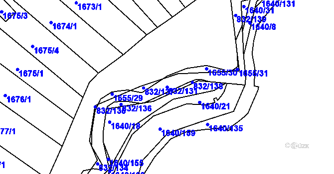 Parcela st. 832/131 v KÚ Miřetice u Klášterce nad Ohří, Katastrální mapa
