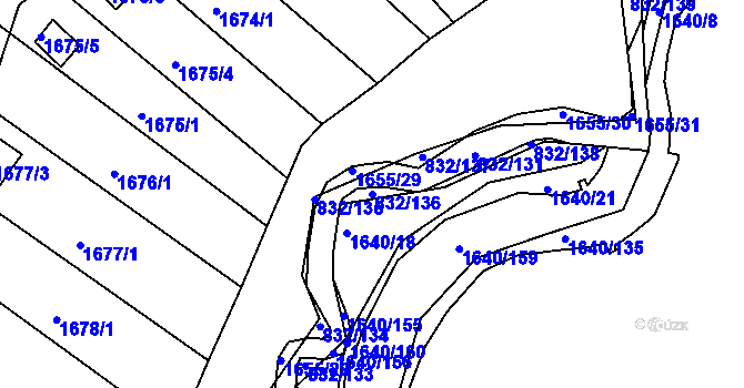 Parcela st. 832/136 v KÚ Miřetice u Klášterce nad Ohří, Katastrální mapa