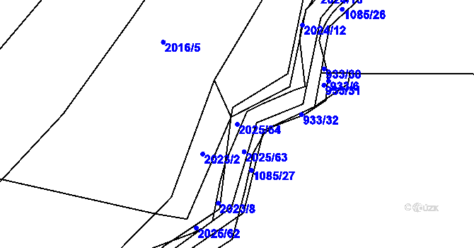 Parcela st. 2025/64 v KÚ Miřetice u Klášterce nad Ohří, Katastrální mapa