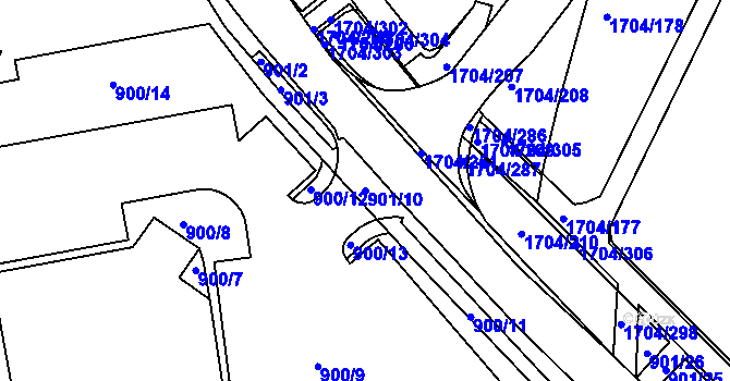Parcela st. 901/10 v KÚ Miřetice u Klášterce nad Ohří, Katastrální mapa