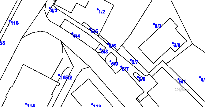 Parcela st. 5/5 v KÚ Miřetice u Klášterce nad Ohří, Katastrální mapa