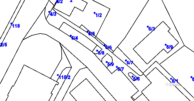 Parcela st. 5/8 v KÚ Miřetice u Klášterce nad Ohří, Katastrální mapa