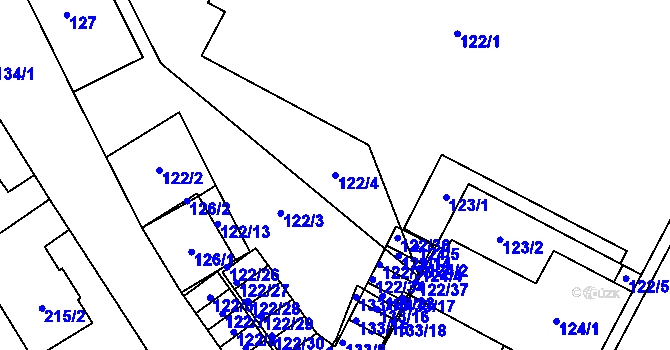 Parcela st. 122/4 v KÚ Miřetice u Klášterce nad Ohří, Katastrální mapa