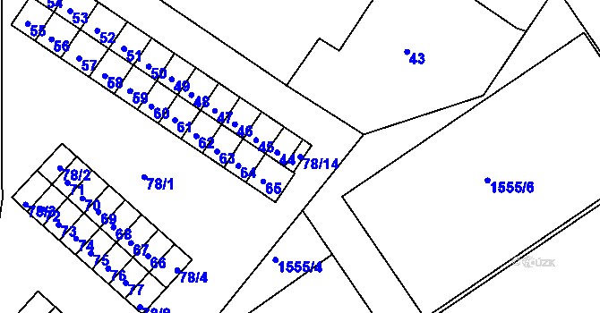 Parcela st. 78/14 v KÚ Miřetice u Klášterce nad Ohří, Katastrální mapa