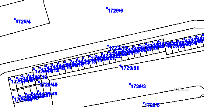 Parcela st. 1729/22 v KÚ Miřetice u Klášterce nad Ohří, Katastrální mapa