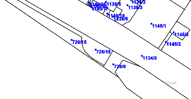 Parcela st. 728/18 v KÚ Miřetice u Klášterce nad Ohří, Katastrální mapa
