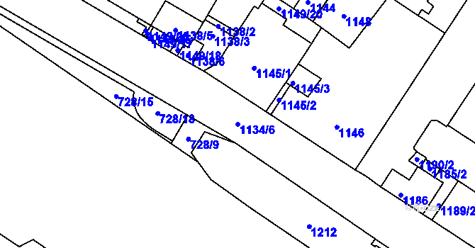 Parcela st. 1134/6 v KÚ Miřetice u Klášterce nad Ohří, Katastrální mapa