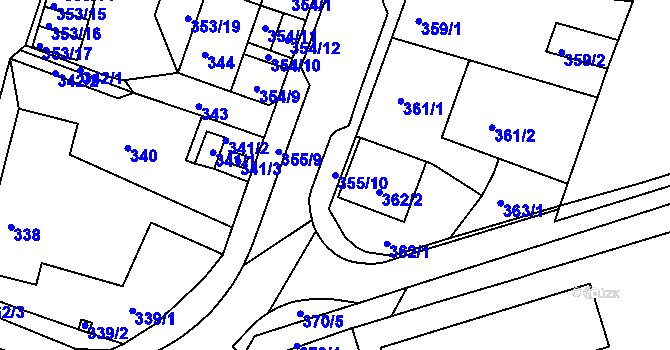 Parcela st. 355/10 v KÚ Miřetice u Klášterce nad Ohří, Katastrální mapa