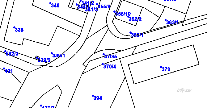 Parcela st. 370/5 v KÚ Miřetice u Klášterce nad Ohří, Katastrální mapa