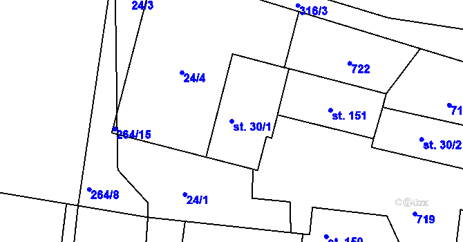 Parcela st. 30/1 v KÚ Rašovice u Klášterce nad Ohří, Katastrální mapa