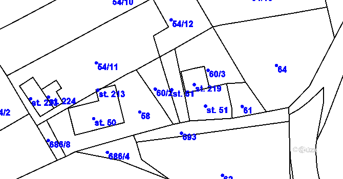 Parcela st. 61 v KÚ Rašovice u Klášterce nad Ohří, Katastrální mapa