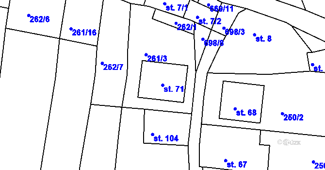 Parcela st. 71 v KÚ Rašovice u Klášterce nad Ohří, Katastrální mapa
