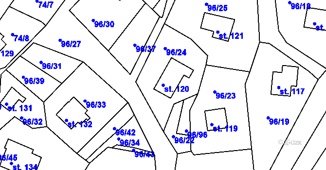 Parcela st. 120 v KÚ Rašovice u Klášterce nad Ohří, Katastrální mapa