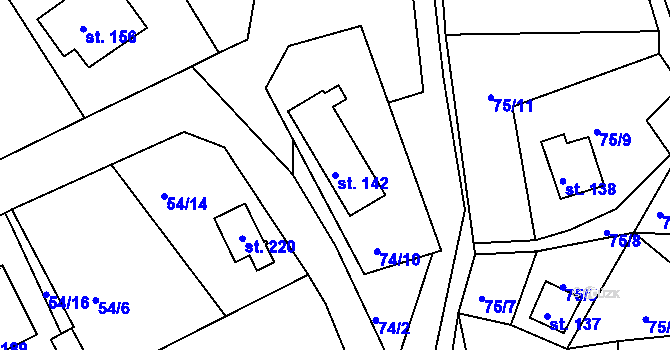 Parcela st. 142 v KÚ Rašovice u Klášterce nad Ohří, Katastrální mapa