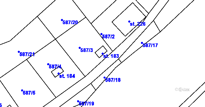 Parcela st. 183 v KÚ Rašovice u Klášterce nad Ohří, Katastrální mapa