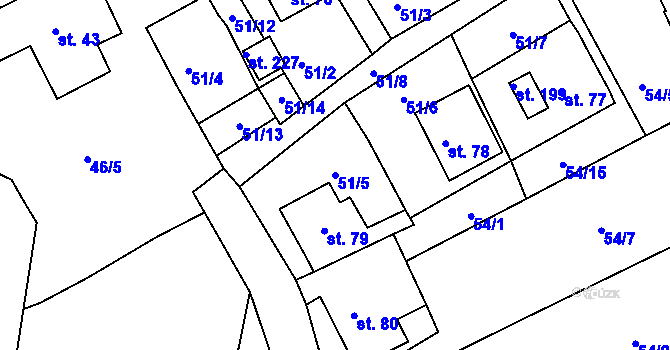 Parcela st. 51/5 v KÚ Rašovice u Klášterce nad Ohří, Katastrální mapa