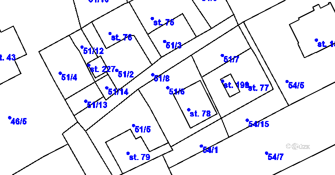 Parcela st. 51/6 v KÚ Rašovice u Klášterce nad Ohří, Katastrální mapa