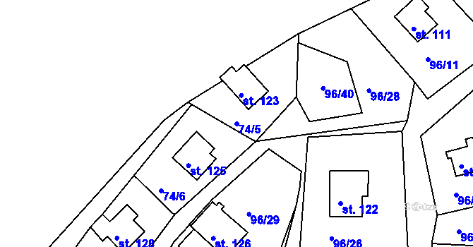Parcela st. 74/5 v KÚ Rašovice u Klášterce nad Ohří, Katastrální mapa