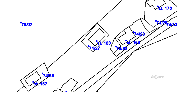 Parcela st. 74/27 v KÚ Rašovice u Klášterce nad Ohří, Katastrální mapa
