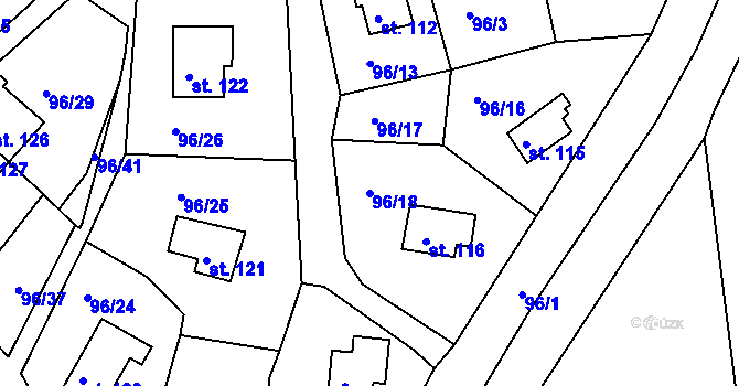 Parcela st. 96/18 v KÚ Rašovice u Klášterce nad Ohří, Katastrální mapa