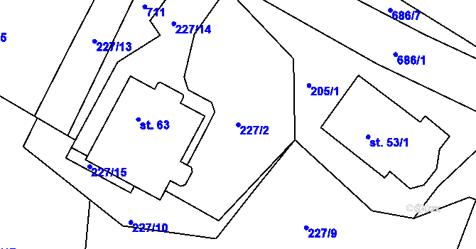 Parcela st. 227/2 v KÚ Rašovice u Klášterce nad Ohří, Katastrální mapa